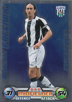 Jonathan Greening West Bromwich Albion 2008/09 Topps Match Attax Star Player #323